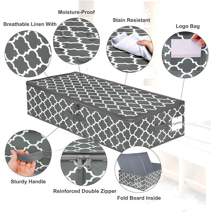punemi Under Bed Storage, Thick Fabric Storage Containers Drawers - Image 3