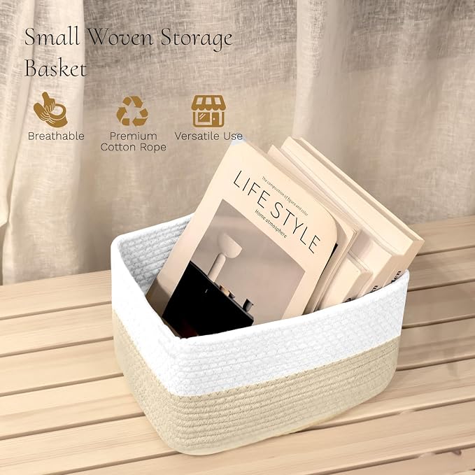 Hopegiver Woven Storage Baskets 11x8x7 Inch, 3 Pack Collapsible Cube Storage Bin - Image 2