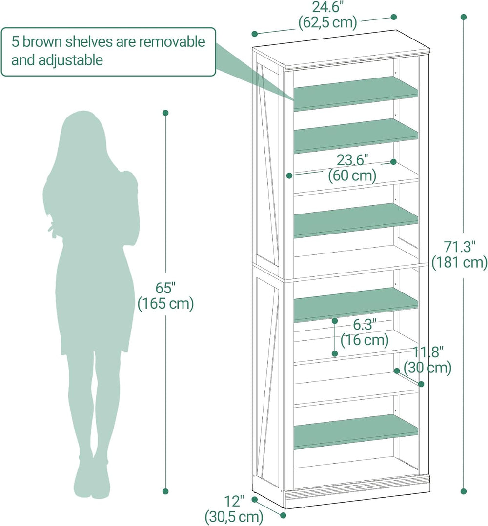 Hzuaneri Shoe Storage Cabinet,10 Tiers Farmhouse Tall Shoe Cubby Organizer