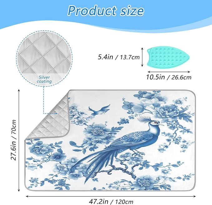 Chinoiserie Flower Peacock Ironing Mat Thickened Ironing Blanket Travel - Image 2