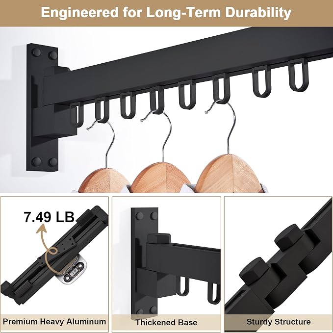Bakala Clothes Drying Rack Foldable, Laundry Drying Rack Clothing Wall Mounted - Image 9