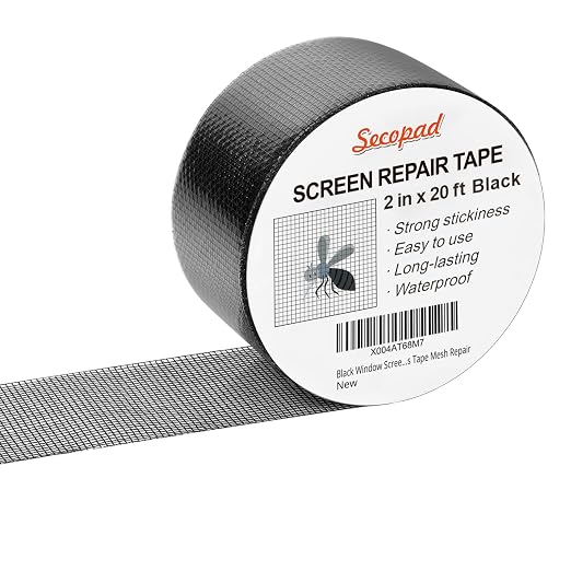 Black Window Screen Repair Tape, 2IN X 20FT Screen Repair Kit by Secopad