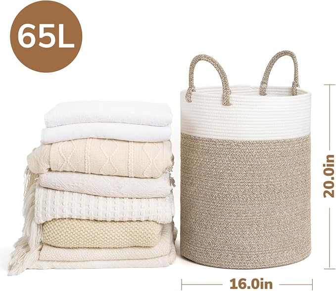 INDRESSME Tall Wicker Laundry Basket, Large Woven Clothes Hamper - Image 3