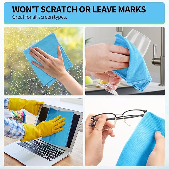 HOMERHYME Microfiber Glass Cleaning Cloth, 6 Pack Window Glass Cleaning Rags - Image 6