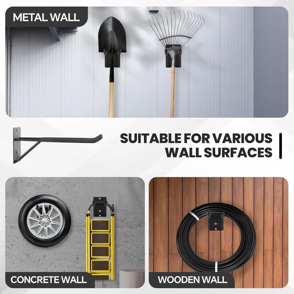14" Large Heavy Duty Garage Hooks, Steel Garage Storage Hooks with Suppo...