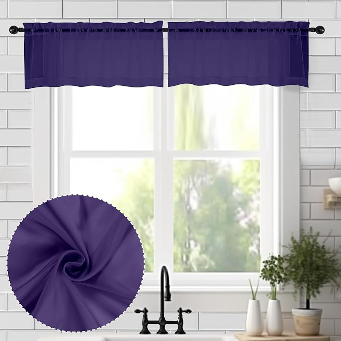 Chyhomenyc Sheer Valances for Windows 2 Packs, 42Wx14L Inches Small Window by Chyhomenyc