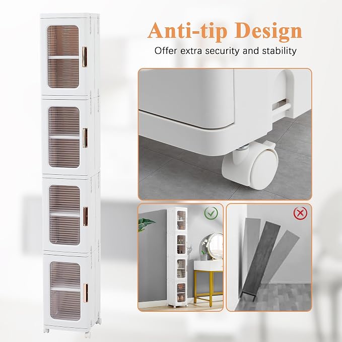 VECELO 4-Tier Tall Narrow Storage Cabinet - Image 5