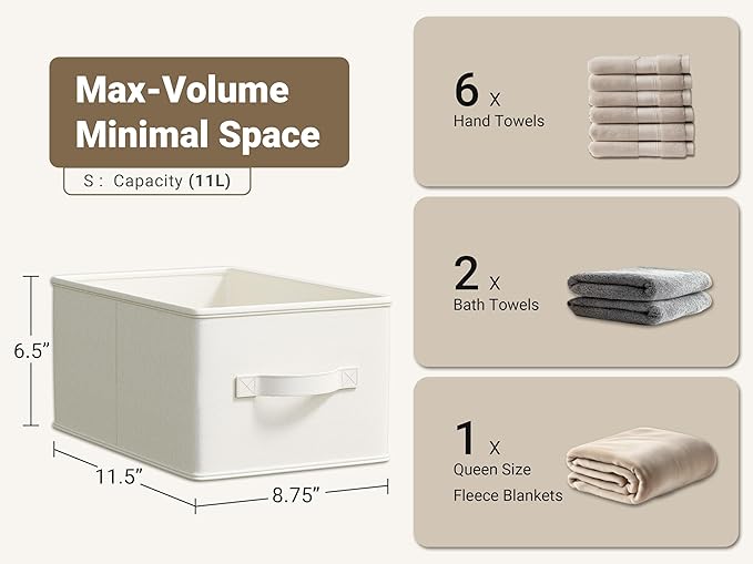 3 Pack Fabric Storage Bins for Shelves | 11.5x8.75x6.5in Storage Baskets | - Image 3