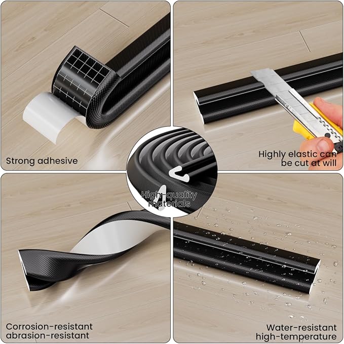 V Shape Foam Weather Stripping Door Frame Seal Strip 19.7FT Black, Draft Stopper - Image 3