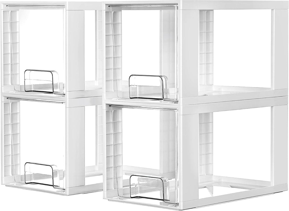Vtopmart 4 Pack Large Stackable Storage Drawers, Easily Assemble Acrylic