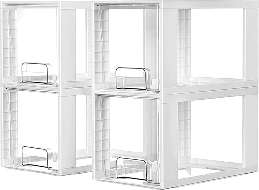 Vtopmart 4 Pack Large Stackable Storage Drawers, Easily Assemble Acrylic by Vtopmart