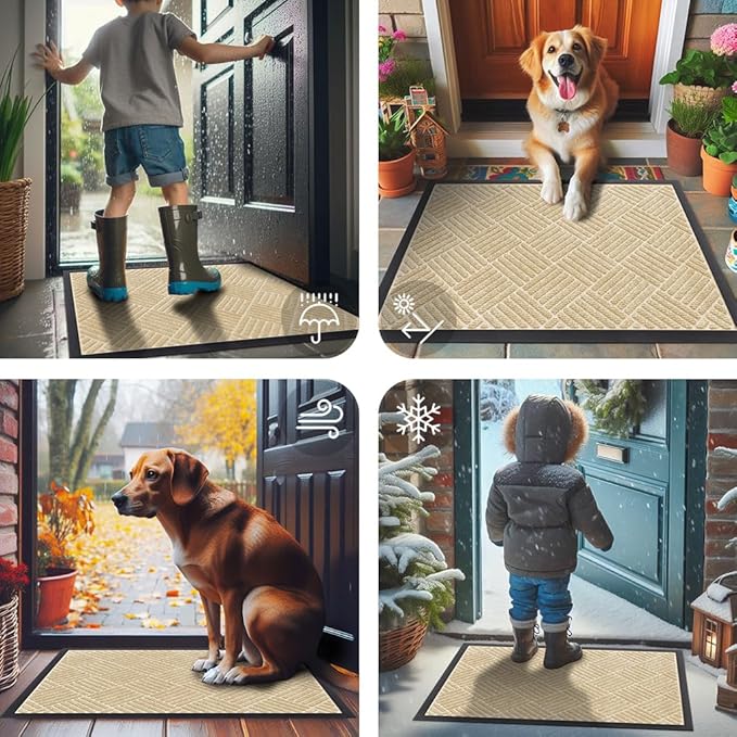 Smiry Front Door Mat Outside Entrance, Heavy Duty Outdoor Indoor Natural Rubber - Image 7
