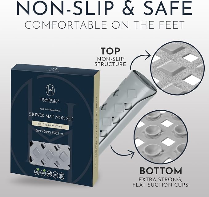 Homerella Anti Slip Shower Mat | Anti Mold Non Slip Bathtub Mat - Image 5