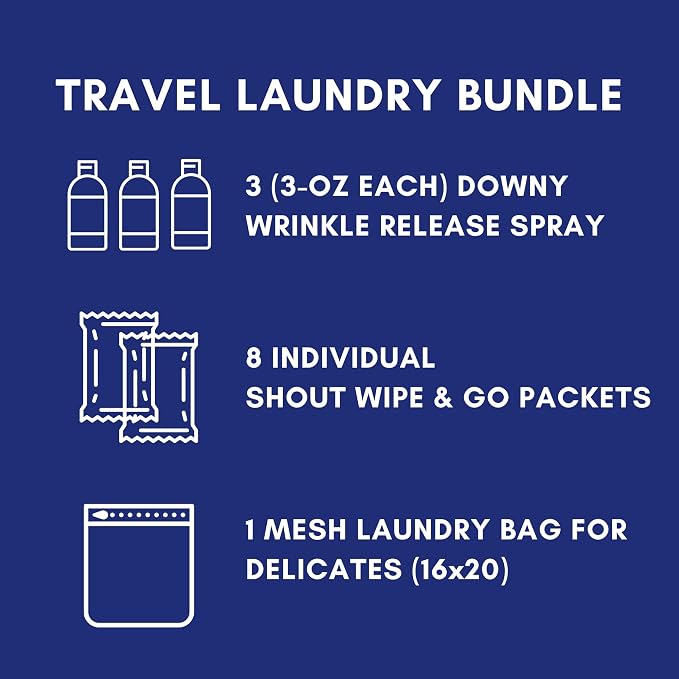 Downy Wrinkle Releaser Spray Travel Size 3 oz, 8 Shout Wipes Individually - Image 2