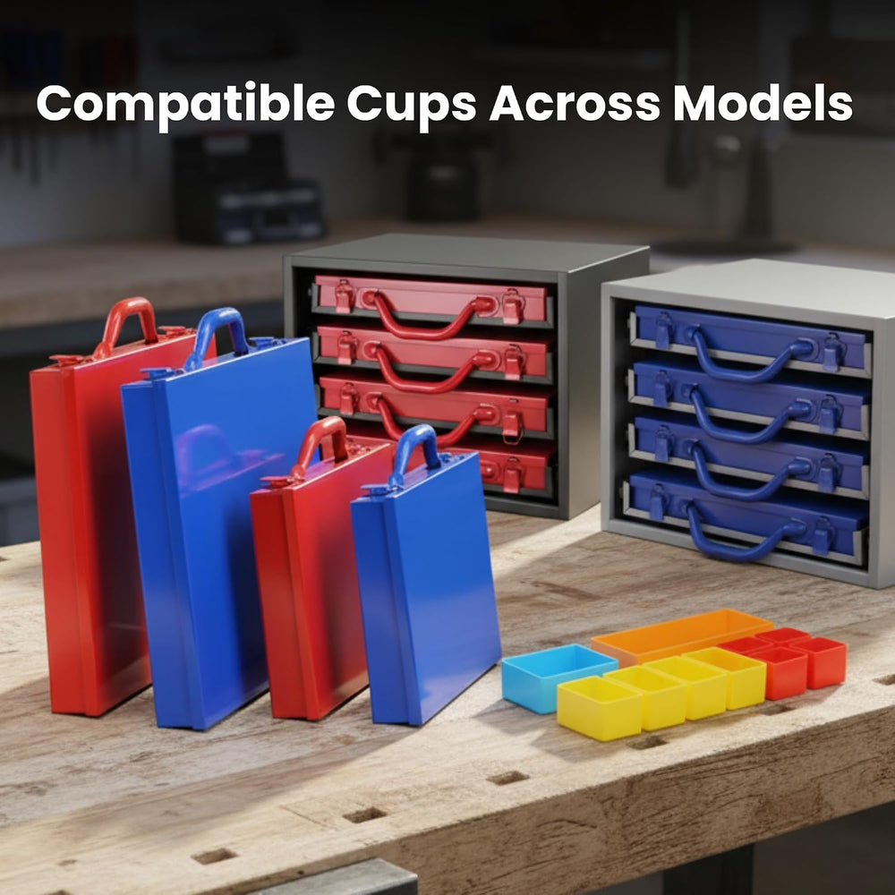 Large Metal Organizer Box with 20 Removable Compartments, Blue