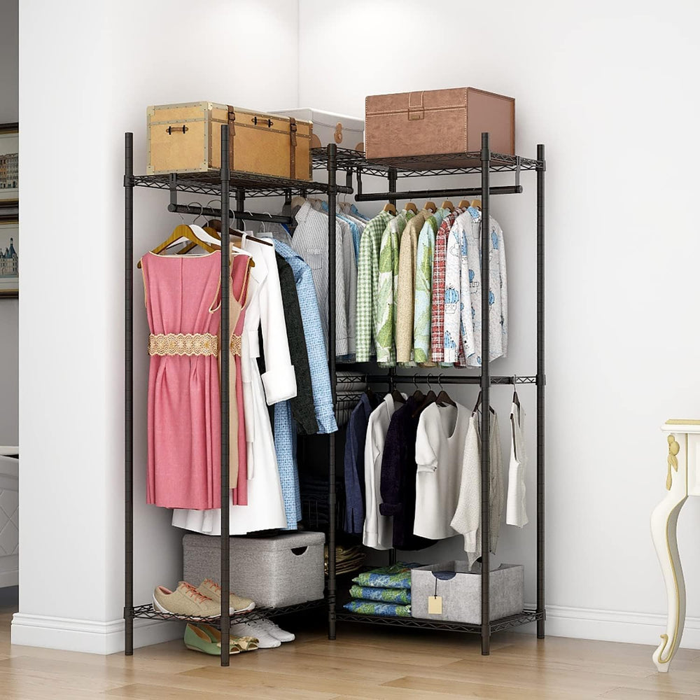 Xiofio 6 Tiers Heavy Duty Clothes Rack with Hanging Rods,Metal Garment Rack,A...