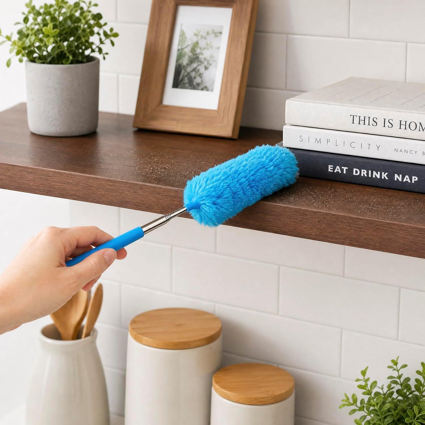 2 Pack Small Washable Microfiber Feather Duster, Microfiber Head, 13" to 30" Extendable Pole, Cleaning Tool for Office, Car, Computer, Furniture