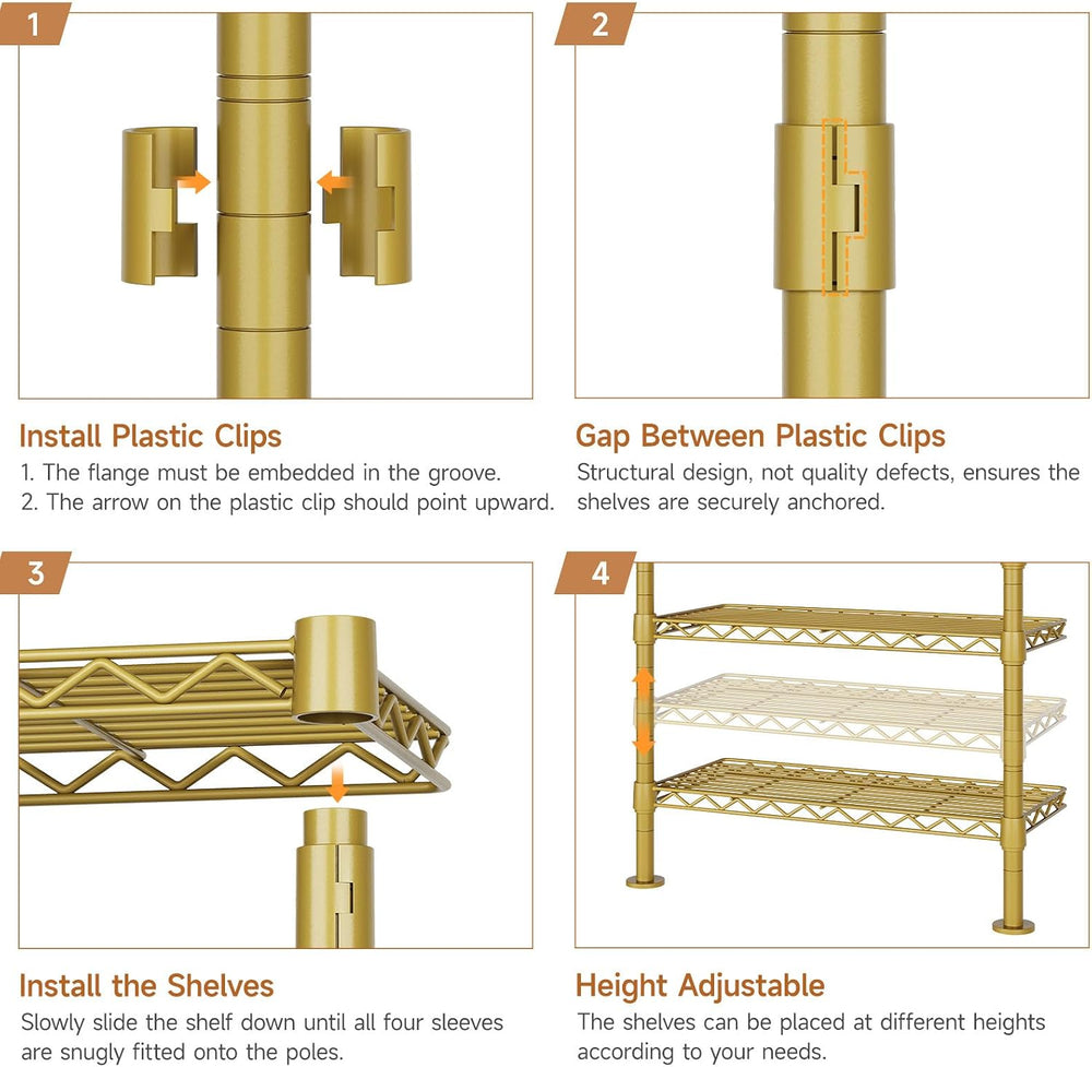 ComfyCorner Wall Mounted Garment Rack, Industrial Pipe Clothing Rack Gold