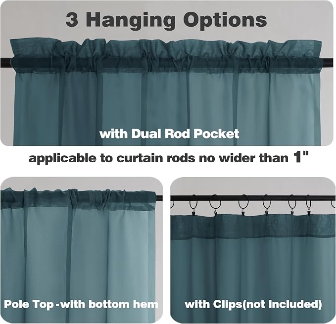 Chyhomenyc Stone Blue Sheer Curtains 84 Inch Length 2 Panels, Light Filtering - Image 5
