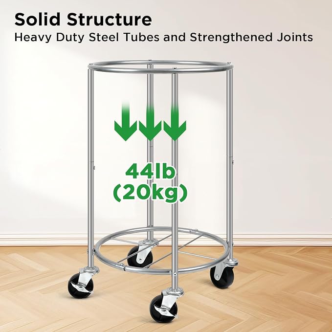 Laundry Hamper with Wheels, 100L Round Rolling Laundry Basket Sorter with - Image 6