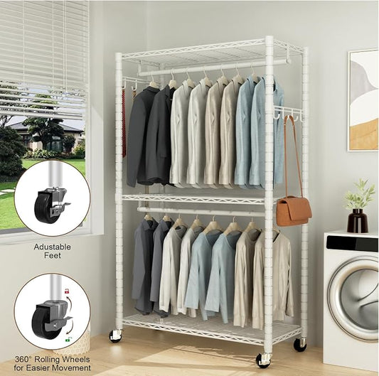 Clothes Rack, Clothing Rack for Hanging Clothes, 3 Tiers Adjustable Heavy Duty - Image 2