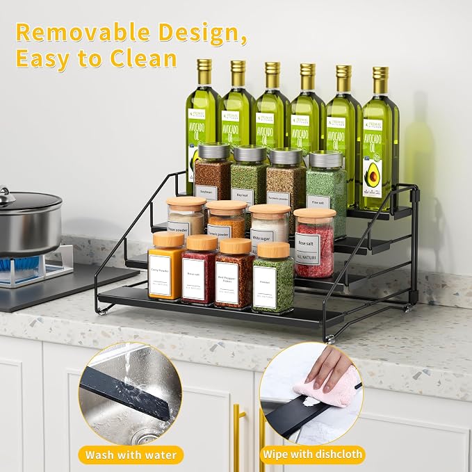RCHYFEED Spice Rack Organizer for Cabinet Pantry, 4 Tier Spice Rack Countertop - Image 4