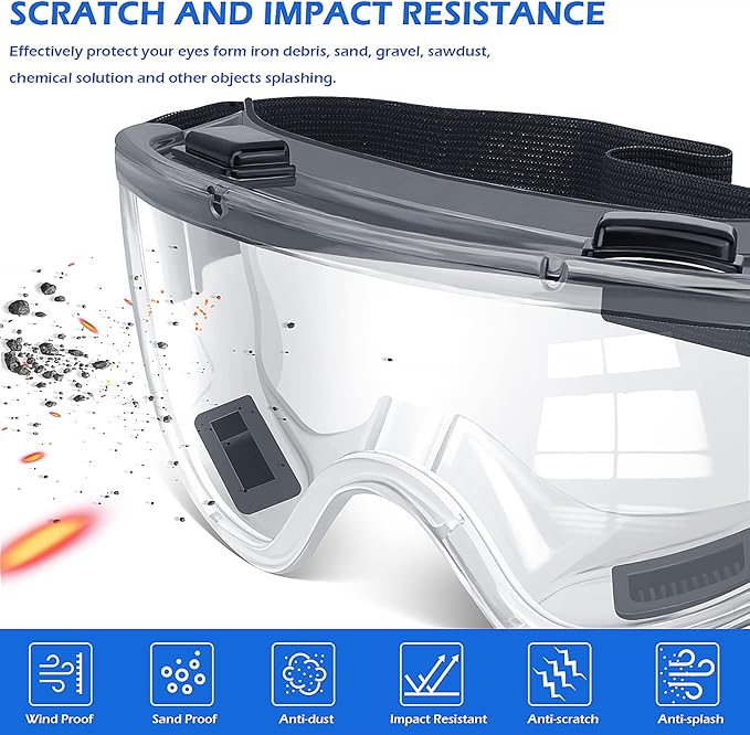 OXG 6 Pack Safety Goggles ANSI Z87.1 Glasses, Anti-Fog Protective Safety - Image 3