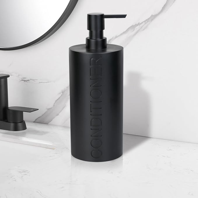 Matte Black Conditioner Dispenser Luxurious Refillable Pump Bottle - Image 9
