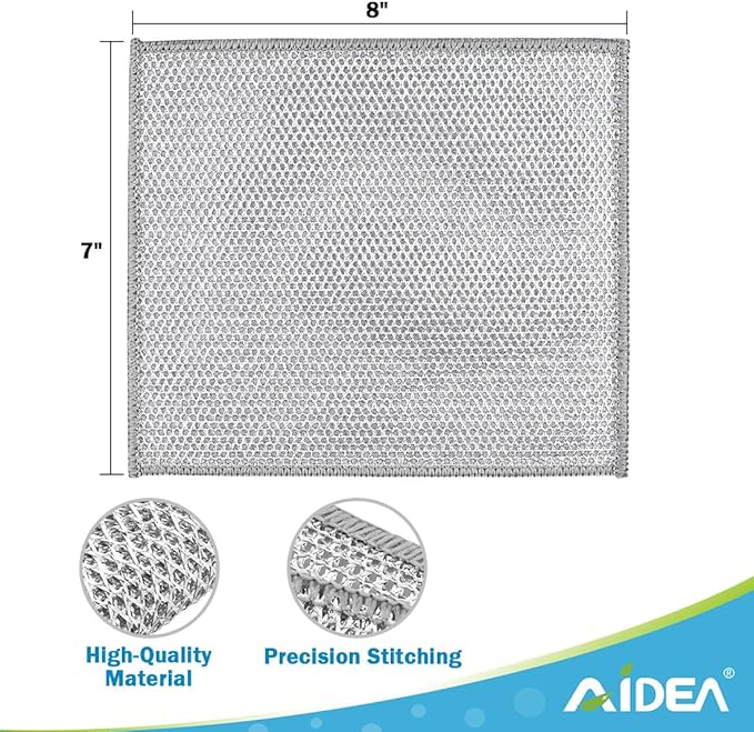 AIDEA Non Scratch Wire Dishcloth 12PK, Wire Dishwashing Rag - Image 4