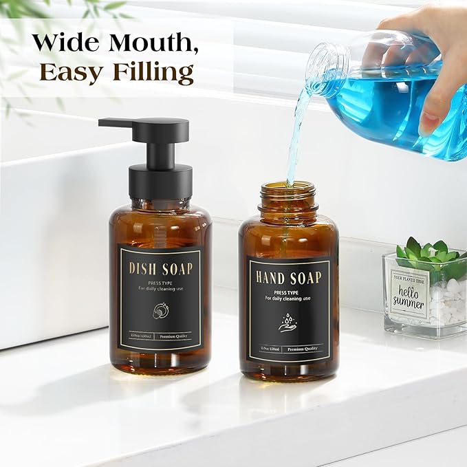 Luxspire Foaming Soap Dispenser, Glass Foam Pump Soap Dispenser, Non-Slip Hand - Image 4