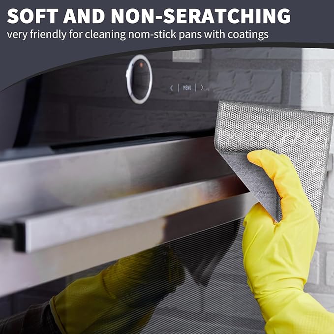 2 in 1 Stainless Steel Scrubber & Microfiber Cleaning Cloth, 5 Pack Towel & - Image 7