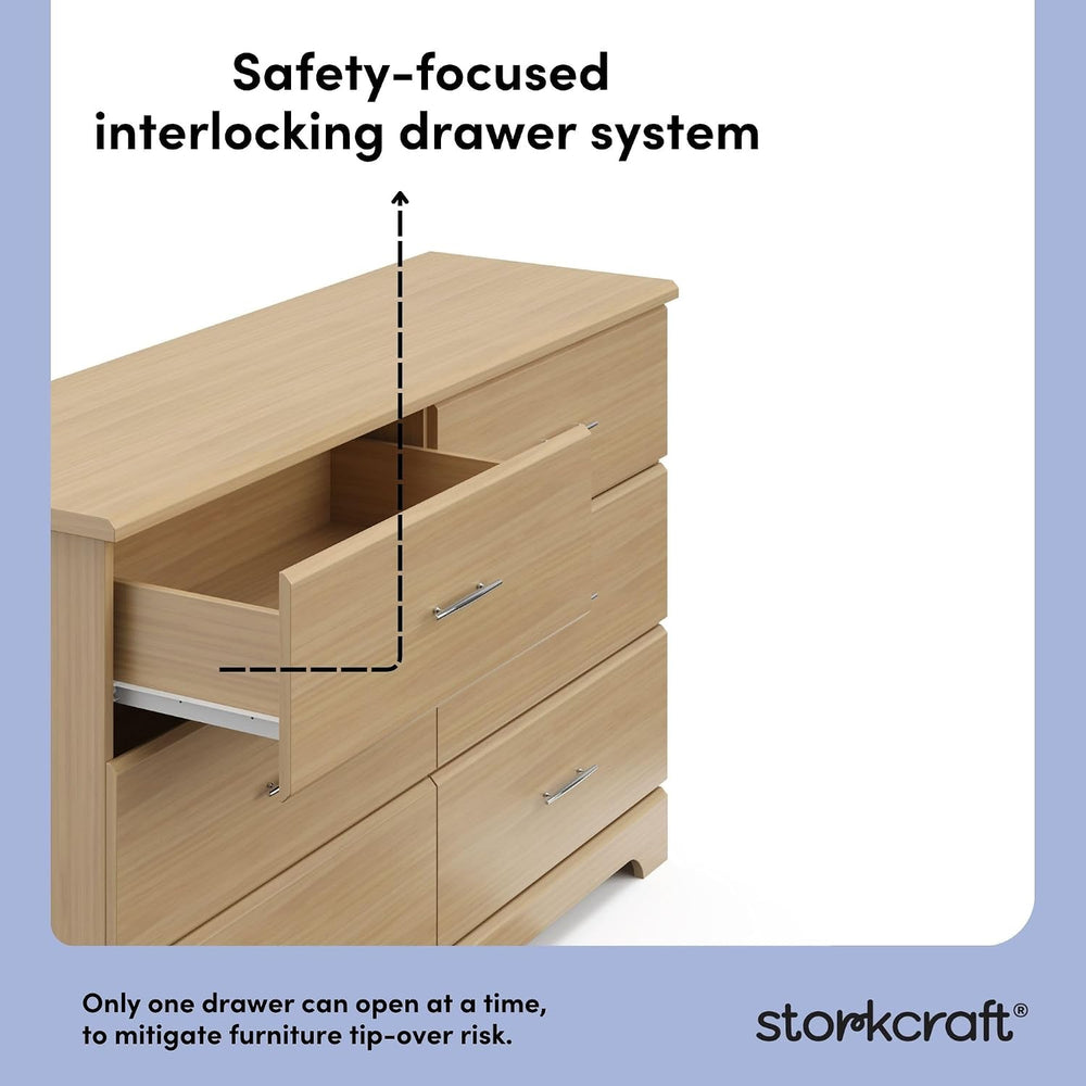 Storkcraft Brookside 6 Drawer Dresser, Driftwood