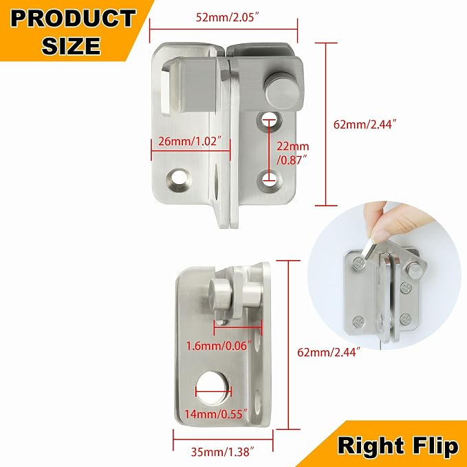 Alise Flip Latch, Gate Latches Safety Door Lock Catch - Image 2