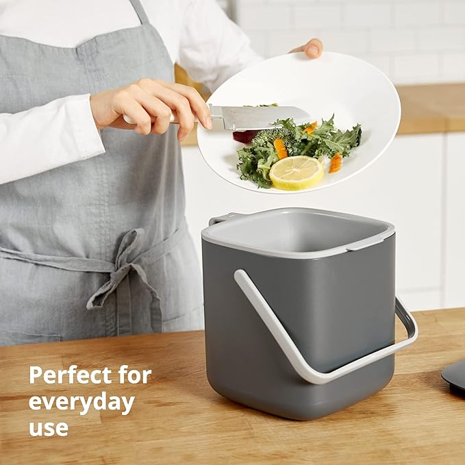 Blue Ginkgo Kitchen Compost Bin – Filter-Free, Odor-Tight Countertop Food Waste - Image 3