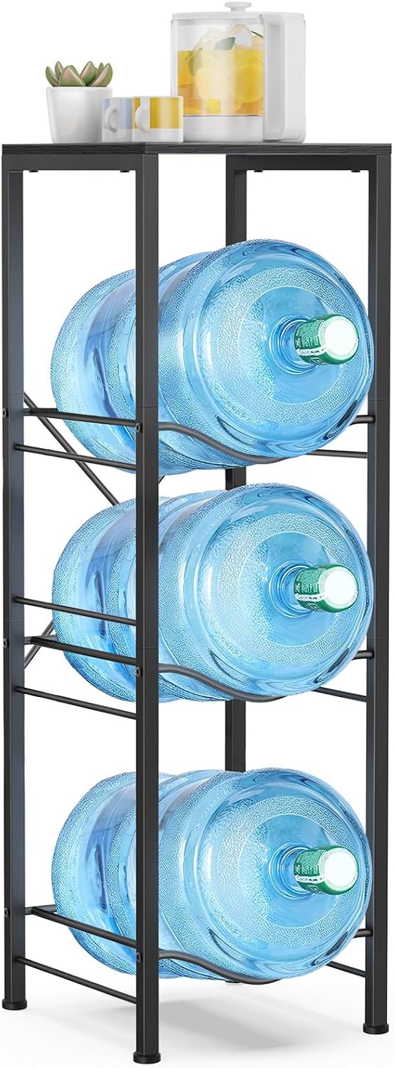 Housolution 3-tier 5 Gallon Water Jug Holder with Storage Shelve