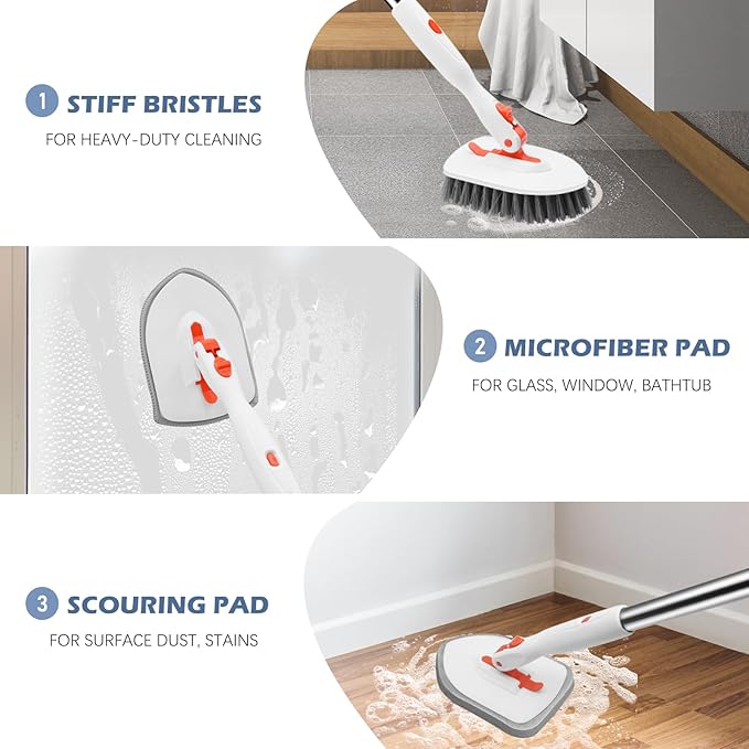 SetSail Floor Scrub Brush, 3-In-1 Tile Tub Floor Scrubber - Image 6