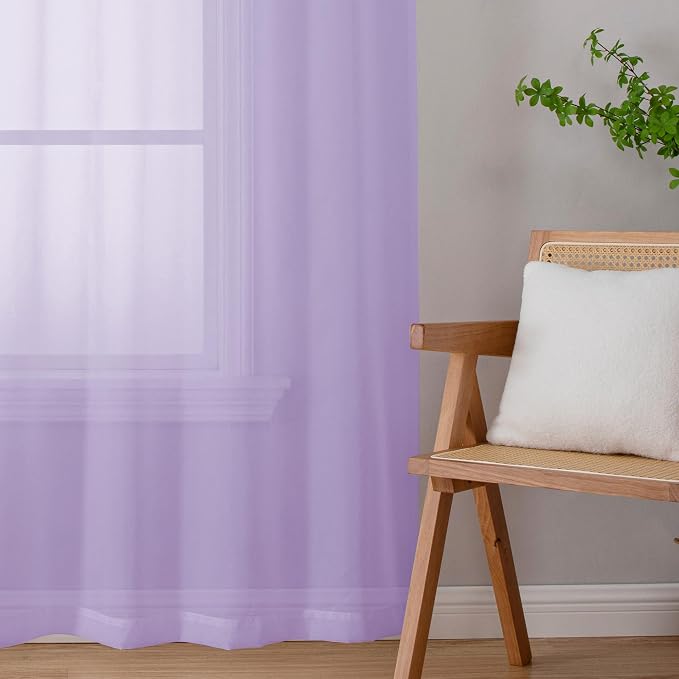 Chyhomenyc Lilac Sheer Curtains 78 Inches Long 2 Panels Set - Image 2