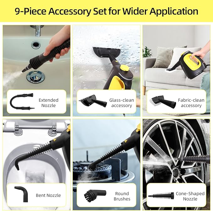 Handheld Steam Cleaner with 9 pcs Accessories Multi Surface Steam Cleaner - Image 5