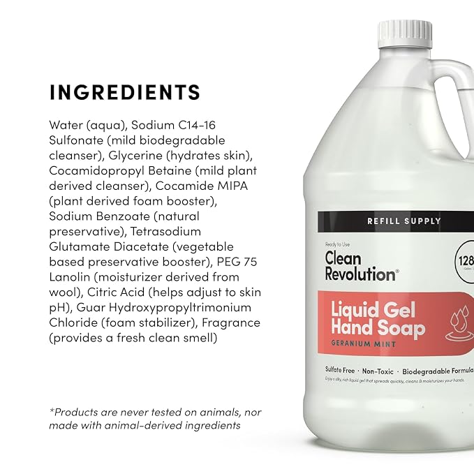 Clean Revolution Liquid Gel Hand Soap, Silky Rich Liquid, Quick Lather - Image 5