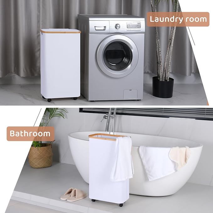 Slim Laundry Basket with Wheels, Narrow Hampers - Image 6