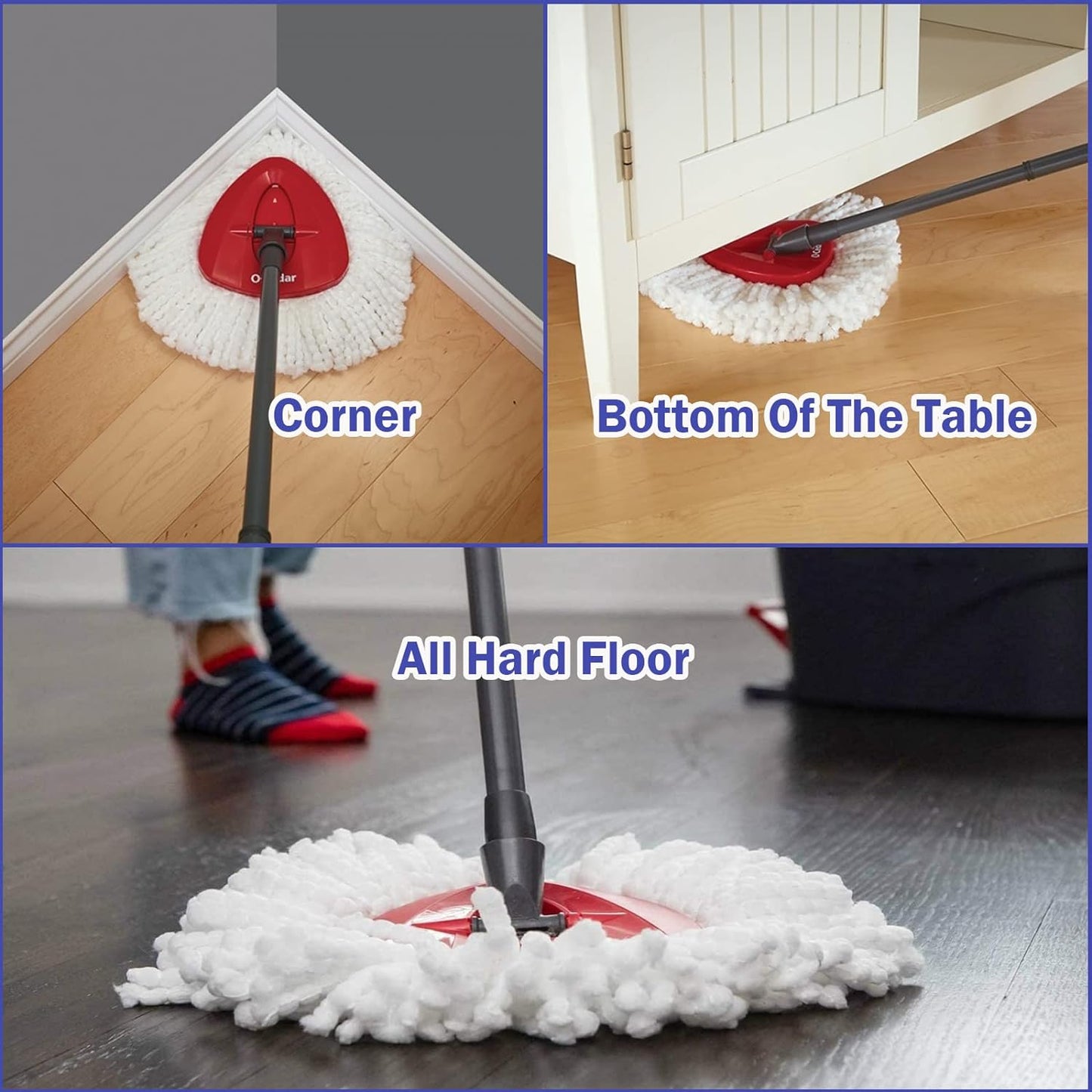 Spin Mop Replacement Head 4 Pack Mop Refill Compatible with Ocedar Triangle Swivel Mops Microfiber Swivel Mop Refill,Deep Clean,Machine Washable and Easy to Replace