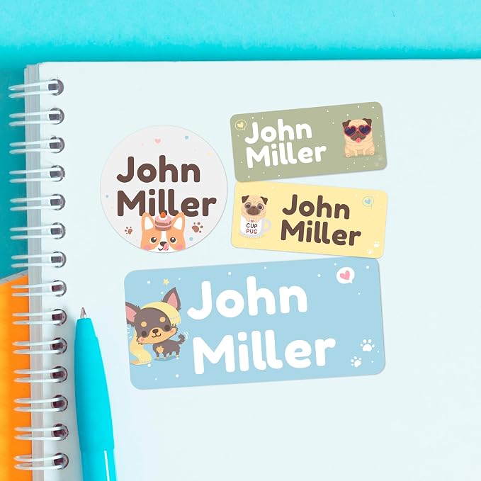 Personalized Name Tag Stickers for Kids | Dog Waterproof Labels for School by Cryptonite