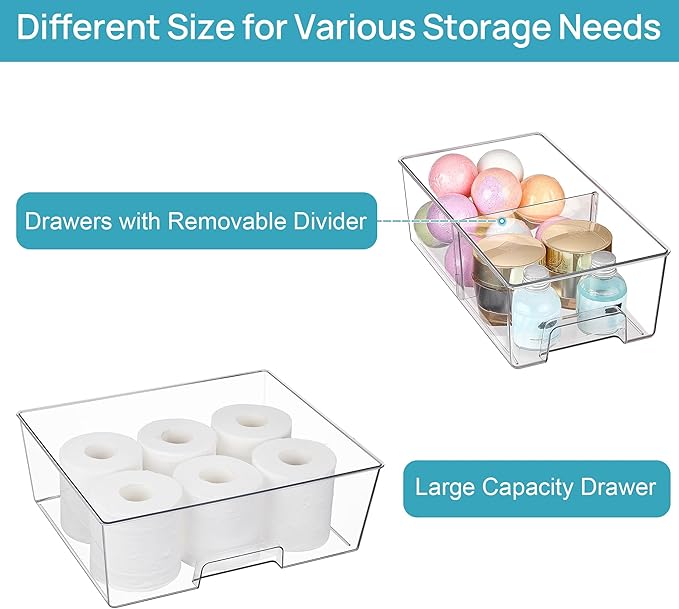 Vtopmart Clear Stackable Storage Drawers Set of 6, Easily Assemble Acrylic - Image 3