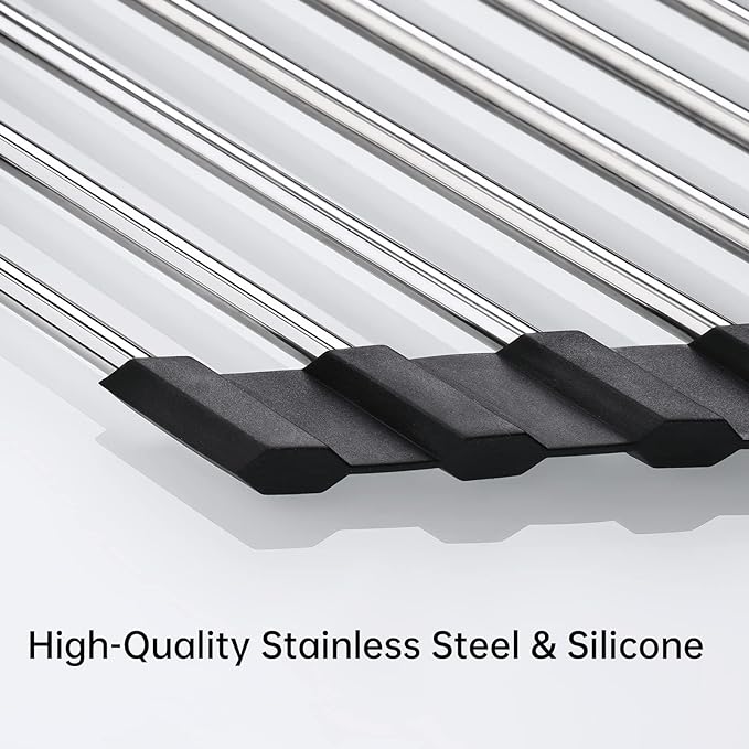 Tomorotec Foldable Stainless Steel Triangle Roll-Up Dish Drying Rack - Image 2