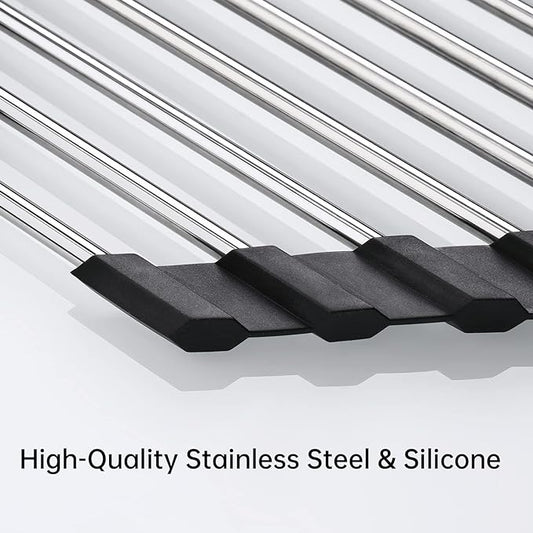Tomorotec Foldable Stainless Steel Triangle Roll-Up Dish Drying Rack - Image 2