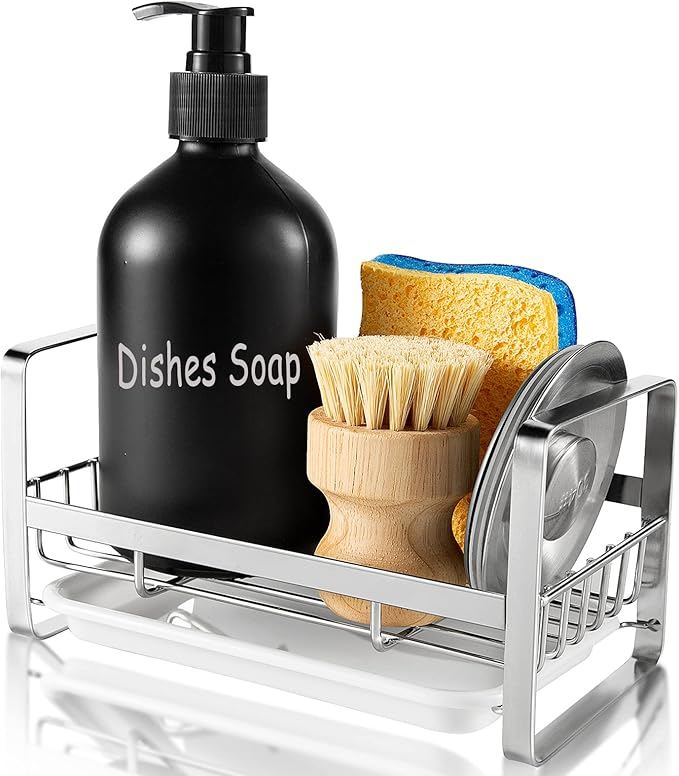 TEZZ Sponge Holder for Kitchen Sink, Stainless Steel Kitchen Storage Sink Caddy by TEZZ