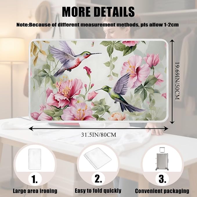 Hummingbird Ironing Mat for Table top Washer, Countertop, Floral Print Portable - Image 7