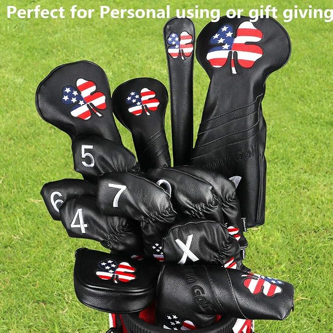 CRAFTSMAN GOLF 11pcs /Set USA US Flag Clover Leather Left Right Black White - Image 2