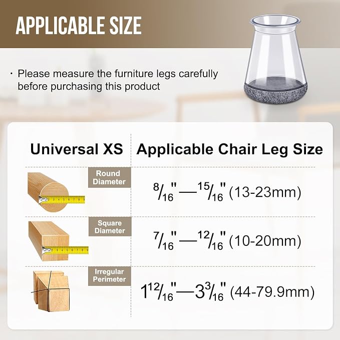40 Pack Extra Small Chair Leg Floor Protectors Silicone Covers to Protect - Image 2