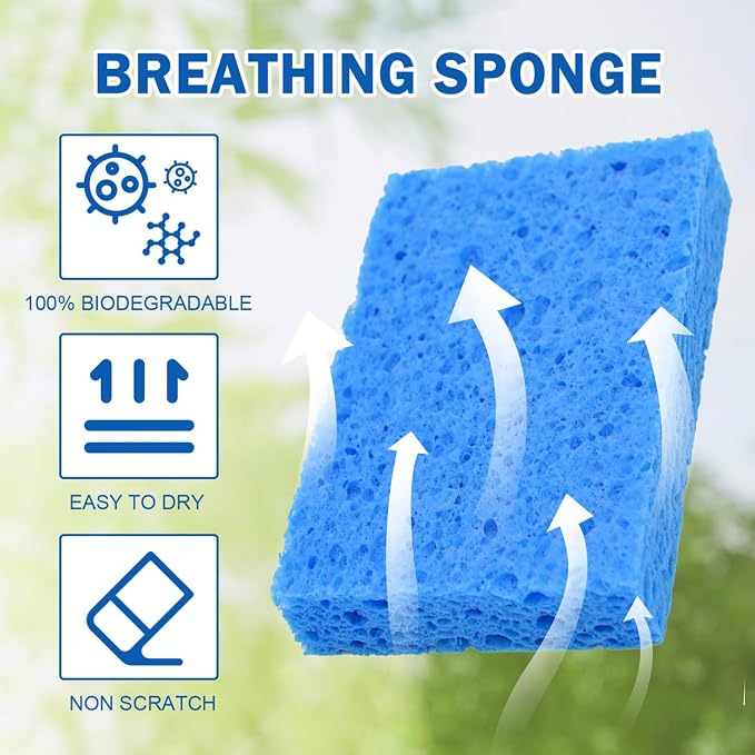 YoleShy Sponges Kitchen 10 Pack Natural Compressed Cellulose Sponges - Image 4